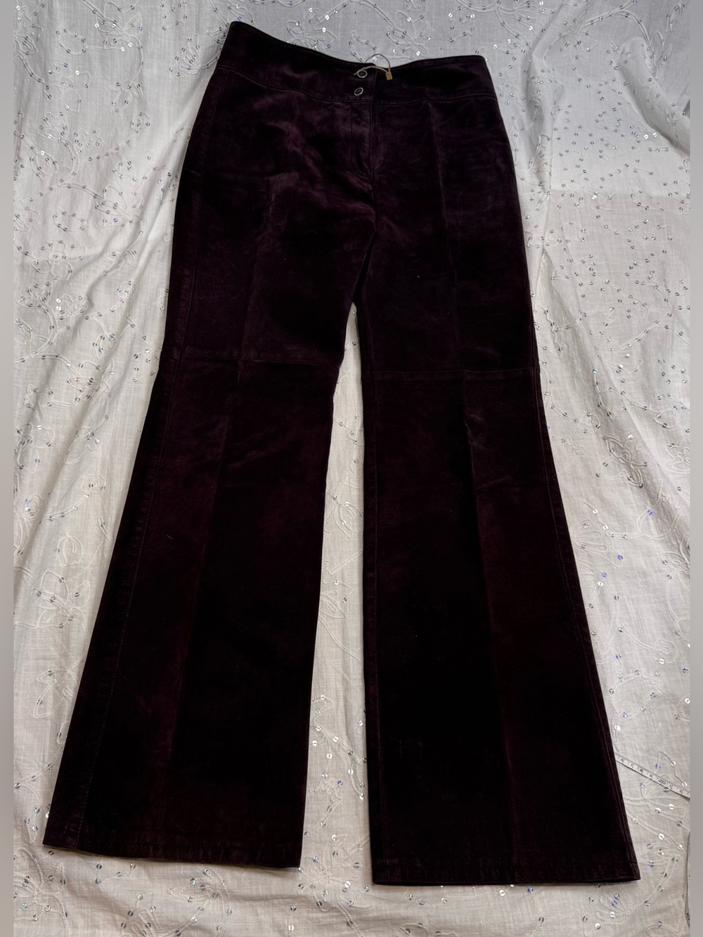 Vintage 90s Skott’s Suede Bootcut Pants Deep Plum Color– Size 4 ( 32” Waist)